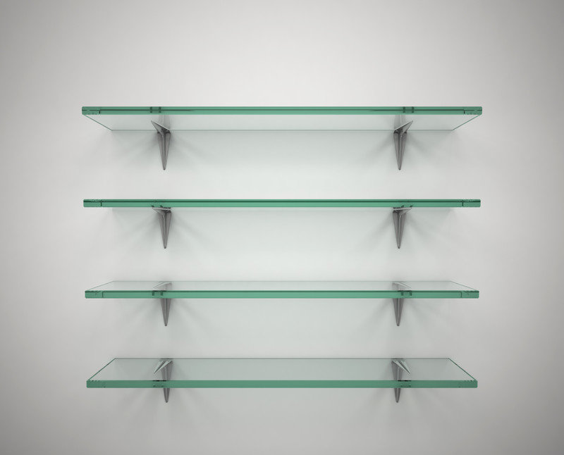 12 Inch x 8 Inch Corner Glass Shelf