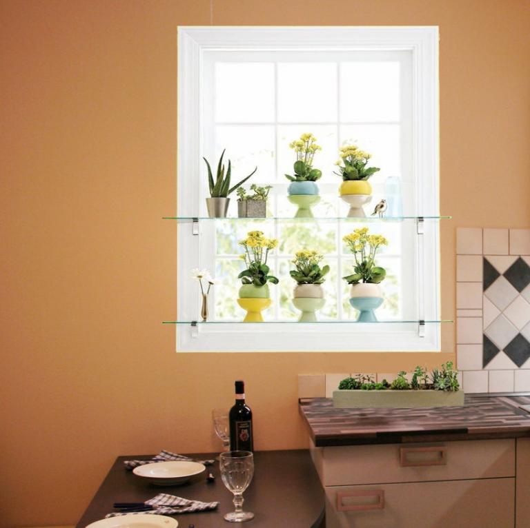 Tempered Glass Shelves Ideas: DIY Shelf For Kitchen Window