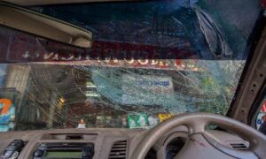 broken car tempered glass