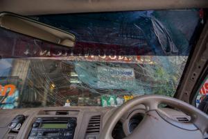 broken car tempered glass