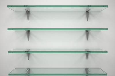 four layers of custom glass shelves