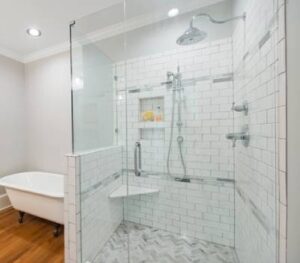 half wall shower glass